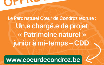 Offre d’emploi – Un.e chargé.e de projet « Patrimoine naturel » junior à mi-temps – CDD